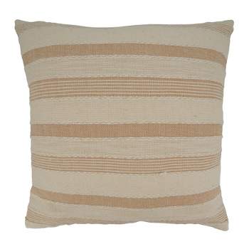 Saro Lifestyle Striped Design Poly-Filled Throw Pillow, Ivory, 22" x 22"