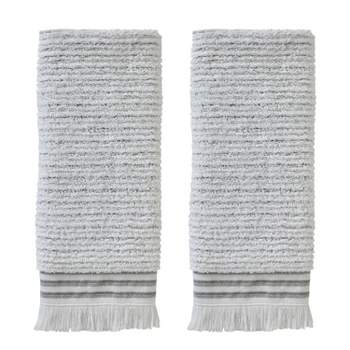 2pc Subtle Striped Hand Towel Set Gray - SKL Home