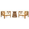 Christopher Knight Home Kairos Transitional 3 Piece Patio Acacia Wood Club Chairs with Round Accent Table - 2 of 4