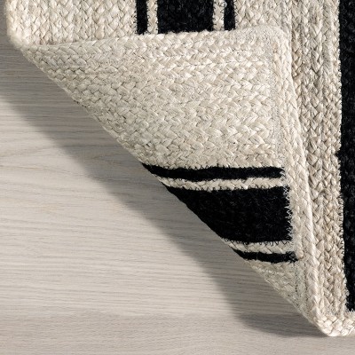 Black and White Striped Handmade Jute 6' x 9' Area Rug