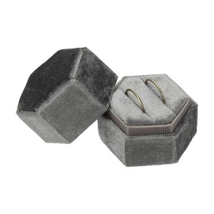 Unique Bargains Velvet Vintage Ring Display 2 Slot Hexagon Jewelry Storage Box - 1 of 4