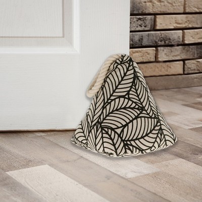 Evideco French Home Goods Jungle Print Cotton Weighted Door Stop – 2.3 lbs, Decorative & Functional with Handle, Available in White & Black