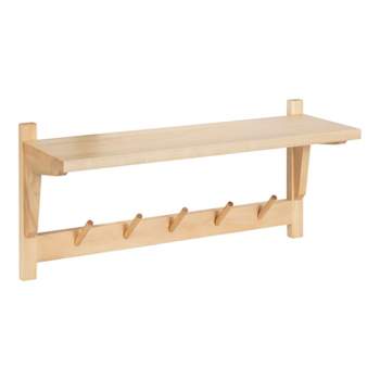 Kate and Laurel Meridien Rectangle Wood Functional Shelf, 24x8x12, Natural