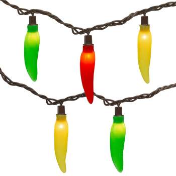Northlight 35-Count Vibrantly Colored Chili Pepper String Light Set, 22.5' Brown Wire
