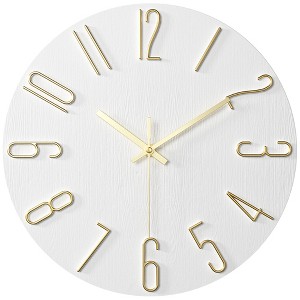 Unique Bargains Plastic Classic Battery Powered Silent Non-Ticking Wall Clock 12 x 12 Inches - 1 of 4