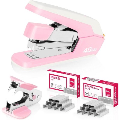 Deli Effortless Desktop Stapler, Heavy Duty Stapler, 40-50 Sheet Capacity, One Finger, No Effort, includes Staples & Staple Remover