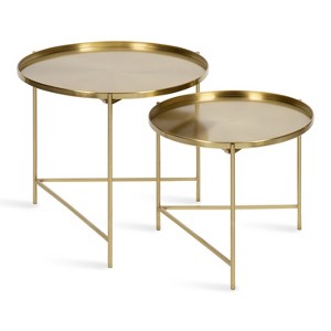 Kate and Laurel Ulani Round Metal Nesting Table, 2 Piece, Gold - 1 of 4