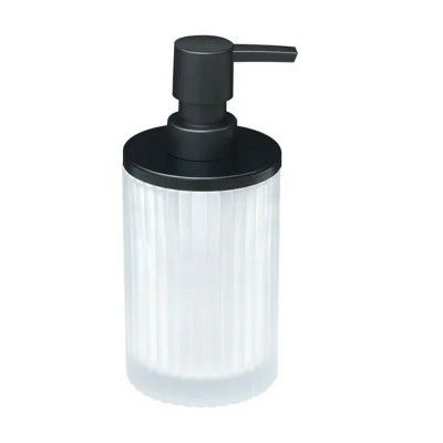 LunaLulinlk Glass and Metal Soap Pump, White with Black Accents