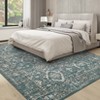 Vintage Floral Printed Distressed Rug for Living Room Retro Thin Washable Area Rugs for Bedroom Low Pile Non Slip Ultra Soft Carpet - 3 of 4