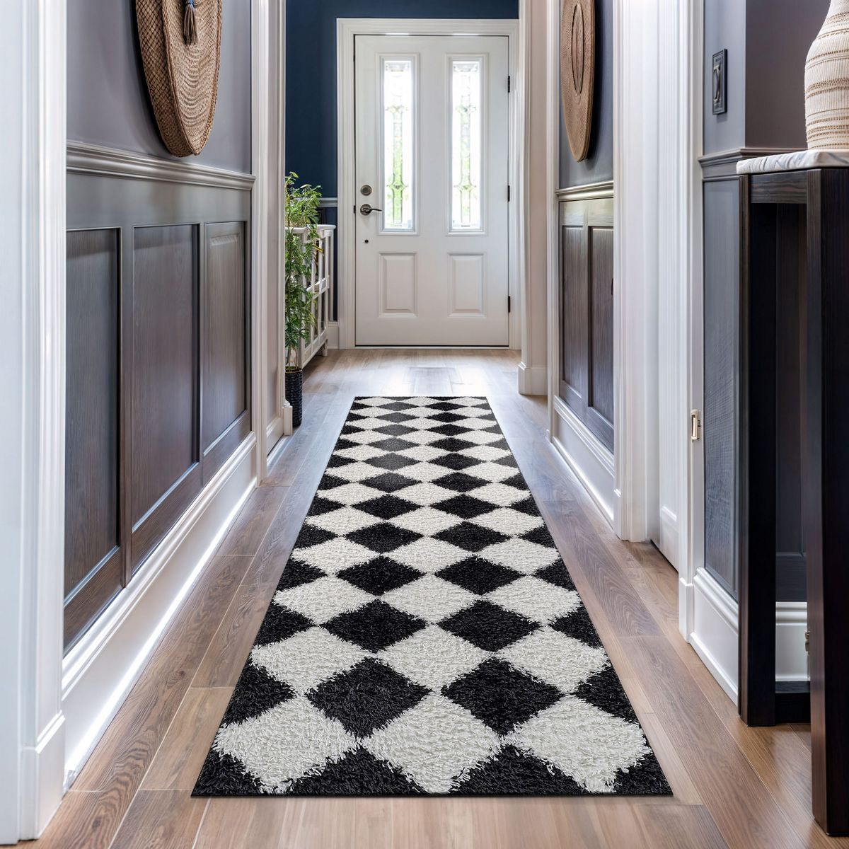 World Rug Gallery Diamond Wave Shag Rug – Cozy Feel for Living Room, Bedroom, or Entryway – Anthracite Dark Gray – Medium Pile - thumbnail 10