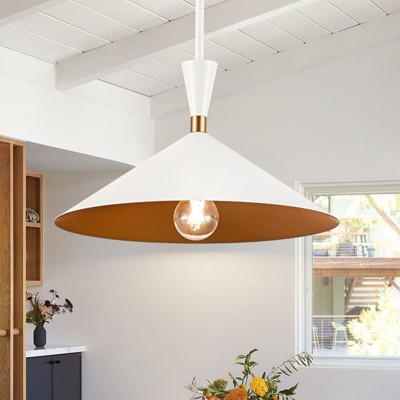 LLHZSY 15" Modern Industiral Dome Pendant Chandelier for Kitchen Island- Black/ White