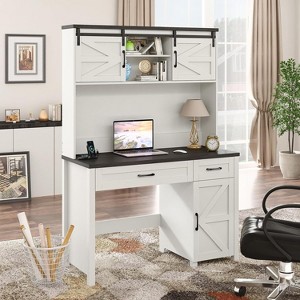 Computer Desk, Home Office Table with Hutch & Charging Hub, 47" Executive Desk - 1 of 4