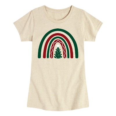 Girls' - Instant Message - Christmas Rainbow Fitted Short Sleeve Graphic T-Shirt