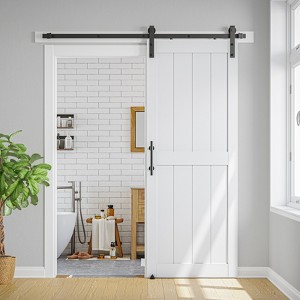 SMARTSTANDARD 84 in. Height White MDF Solid Core Interior Sliding Barn Door with Hardware Kit - 1 of 4