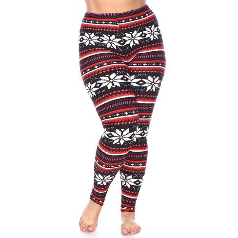 Women's Plus Size Printed Leggings Black/red/white One Size Fits Most ...
