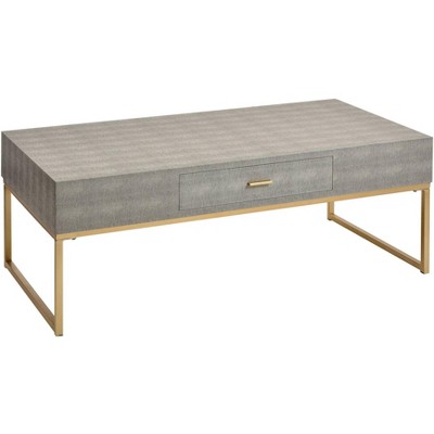 55 Downing Street Les Revoires 48" Wide Gray and Gold Coffee Table