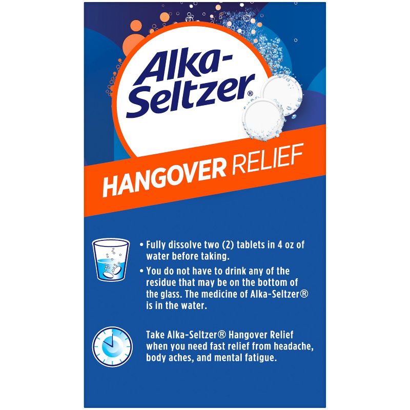 Alka-Seltzer Hangover Relief Effervescent Tablets Formulated for Fast Relief of Headaches, Body Aches and Mental Fatigue - 20ct, 3 of 15