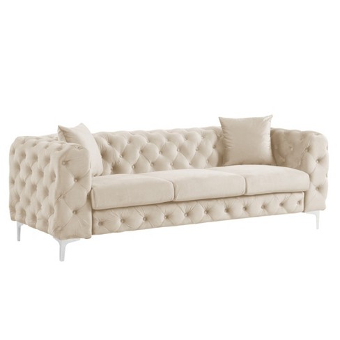 3-seater Contemporary Dutch Velvet Sofa Couch With Deep Button Tufting ...