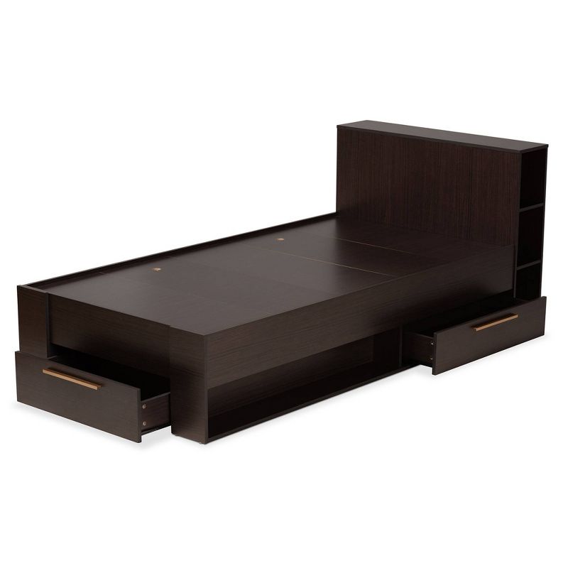 Twin Carlson Wood 3 Drawer Platform Storage Bed Espresso Brown - Baxton Studio, 6 of 13