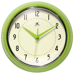 9.5" Retro Metal Wall Clock Apple Green - Infinity Instruments