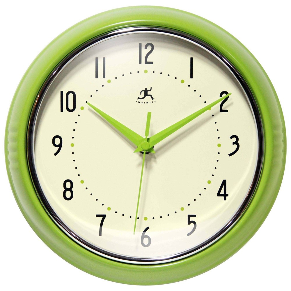 Photos - Wall Clock 9.5" Retro Metal  Apple Green - Infinity Instruments