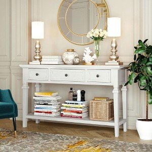 NicBex 3 Drawer Console Table with 1 Open Bottom Shelf,Entryway Table with Matte Round Deco Knobs,Modern Couch Table for Living Room - 1 of 4