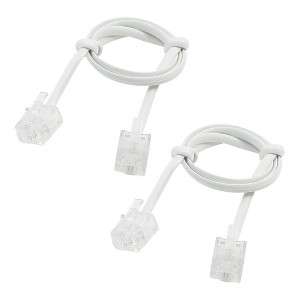 Unique Bargains 2pcs White 6P2C RJ11 to RJ11 Module 50cm Long Telephone Extend Cord - 1 of 4