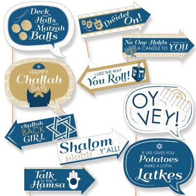 Big Dot of Happiness Funny Happy Hanukkah - Chanukah Photo Booth Props Kit - 10 Piece