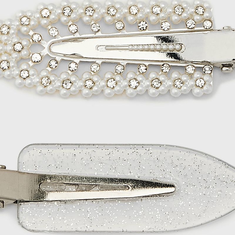 Pearl Creaseless Hair Clip Set 4pc - Wild Fable&#8482; Silver, 2 of 3