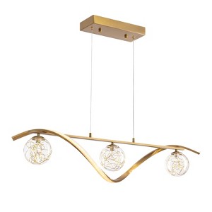 Siljoy Gold & Chrome Linear LED Pendant with Glass Globe Shade - 1 of 4