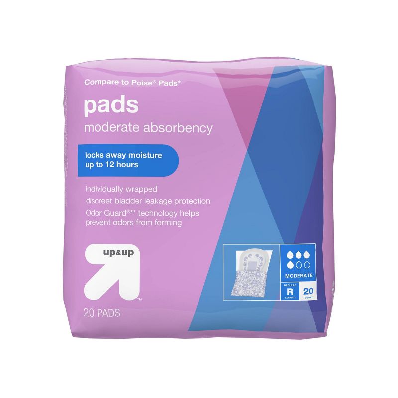 Incontinence Pads for Women - Moderate Absorbency - Regular - up & up™, 1 of 5