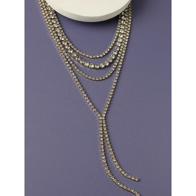 SOHI Women's Crystal Silver Equilibrium Jewel Necklace