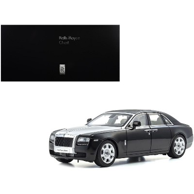 Rolls-Royce Ghost Black with Silver Metallic Hood 1/18 Diecast Model Car by Kyosho