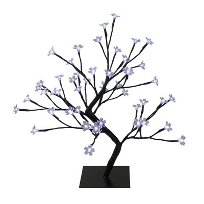 Northlight 18" Pre-Lit Japanese Sakura Blossom Flower Artificial Tree - Pure White LED Lights