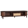 NicBex Modern TV Stand with Rattan-Front Drawer for 75" TVs, Media Console TV Cabinet for Living Room, Bedroom, Dark Brown - 4 of 4