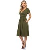 WhizMax Women's V-Neck Short Sleeve Casual A-Line Dress Green S - image 3 of 4