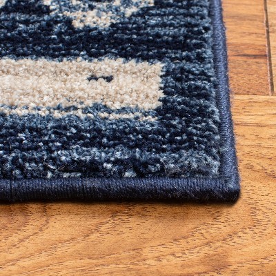 Charleston Heirloom Navy Ivory 5'3" x 7'6" Synthetic Area Rug