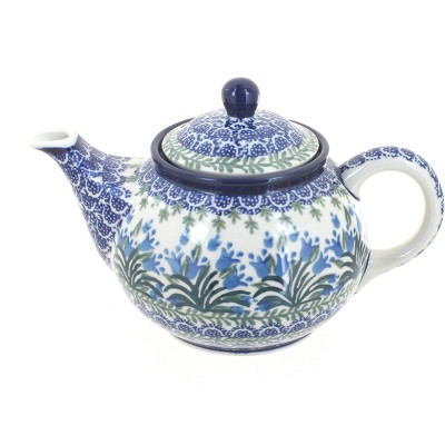 Blue Rose Polish Pottery Tulip Bouquet Small Teapot