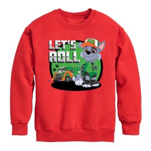 Boys' - Paw Patrol - Let's Roll Rocky Graphic Long Sleeve Fleece Sweatshirt - 1 of 4