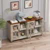 KIGFTSOD Elegant European Antique Style 4-Door Cabinet with Tempered Glass Doors, for Dining Room,Living Room, Hallway - 3 of 4