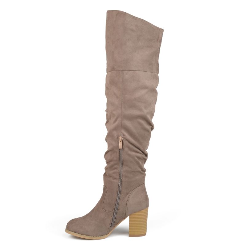 Journee Collection Womens Kaison Wide Calf Stacked Heel Over The Knee Boots, 3 of 11