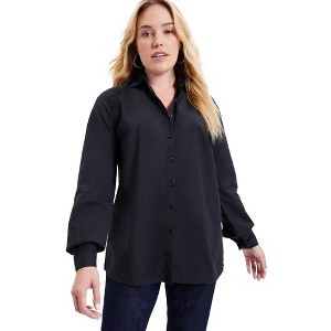 June + Vie by Roaman's Women's Plus Size Poplin La Vie Tunic - 1 of 4