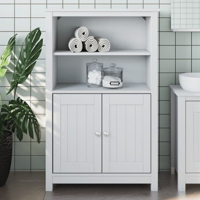 VidaXL Bathroom Cabinet BERG White 27.4"x13.4"x43.3" Solid Wood Pine