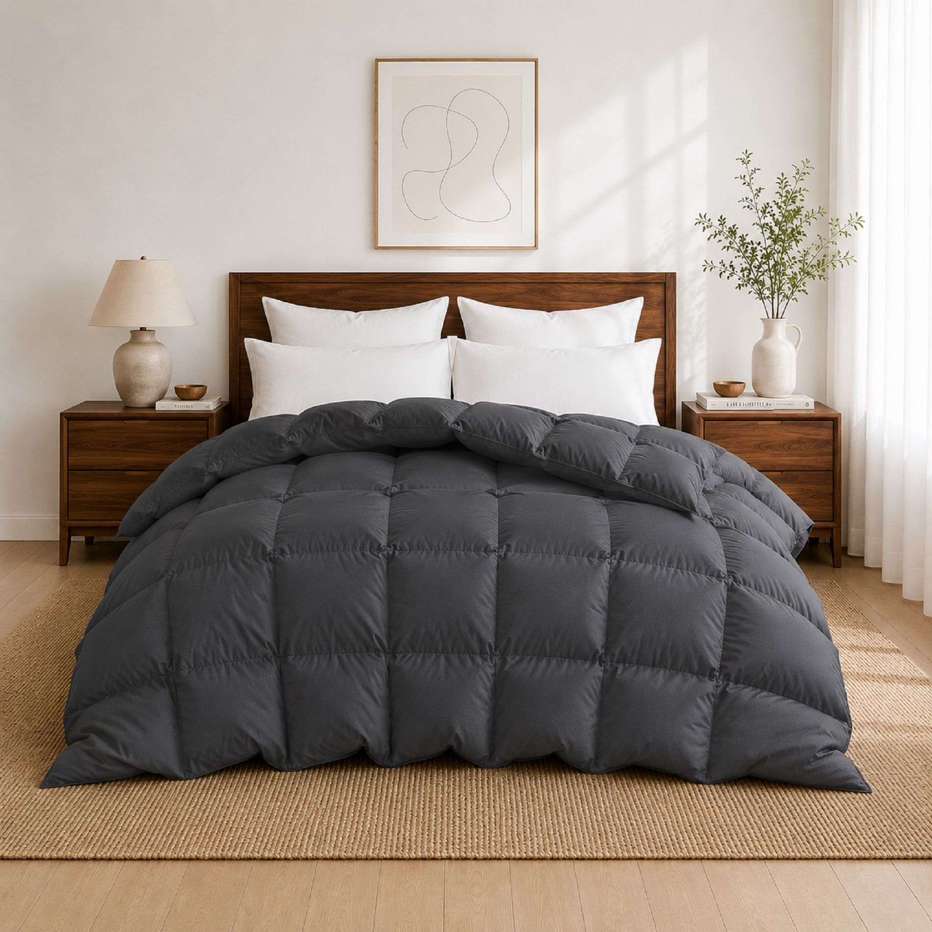 Dreamhood All Season Premium Feather Down Fiber Comforter Duvet Insert with Soft Cover