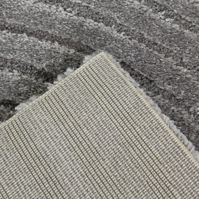Gray Geometric High-Low Pile Synthetic Area Rug