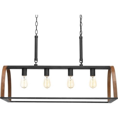 Gilded Iron 4-Light Geometric Cage Island Pendant