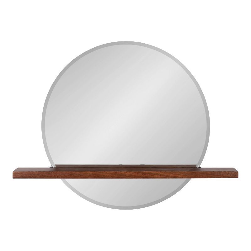 30&#34; x 24&#34; Fosset Round Frameless Mirror with Shelf Walnut Brown - Kate &#38; Laurel All Things Decor, 3 of 13