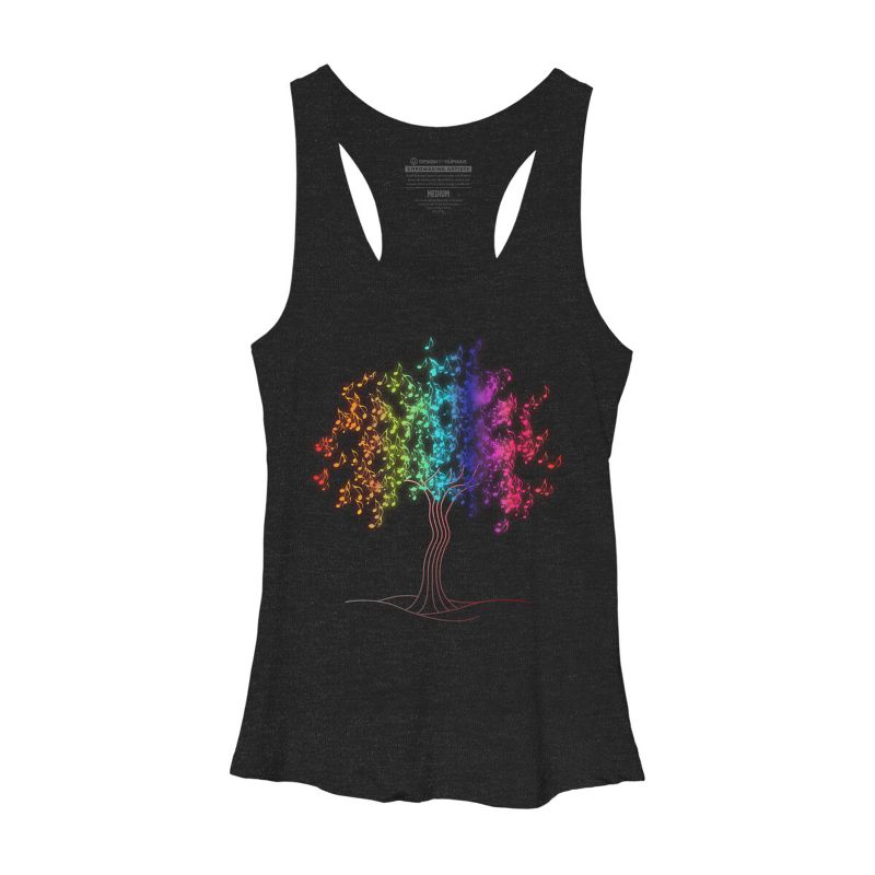 Women's Design By Humans Colorful Musical Note Tree By valsymot Racerback Tank Top, 1 of 3