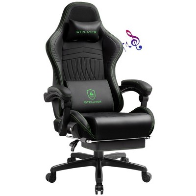 GTPLAYER Pro Gaming Chair with Footrest, Dual Bluetooth 5.1 Speakers PVC Leather Recliner