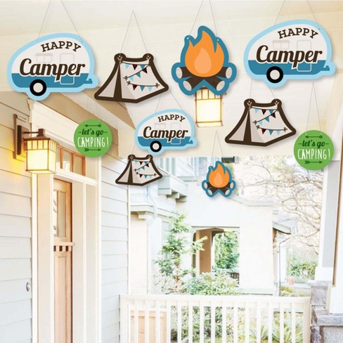 Big Dot of Happiness Hanging Happy Camper - Outdoor Camping Baby Shower or Birthday Party Hanging Porch & Tree Yard Decorations - 10 Pieces - image 1 of 4